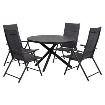 MATGRUPP SUNFUN SKILLINGE BORD+4 POSITIONSSTOLAR LINA SVART