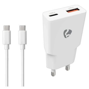 VÄGGLADDARE NEDIS MED USB-C KABEL 1,5M 20W USB/USB-C VIT