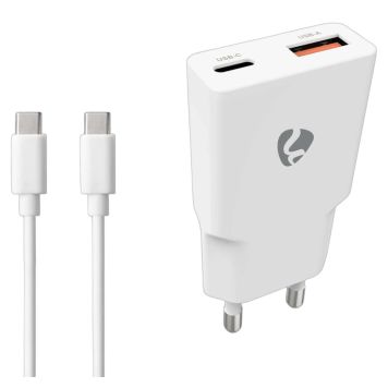 VÄGGLADDARE NEDIS MED USB-C KABEL 1,5M 30W USB/USB-C VIT