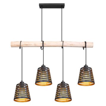 PENDELLAMPA GLOBO ABLONA E27 4L SVART 