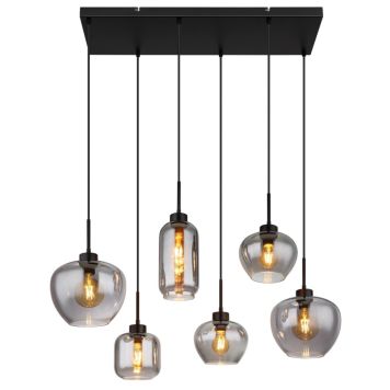 PENDELLAMPA GLOBO MATT E27 6L SVART 