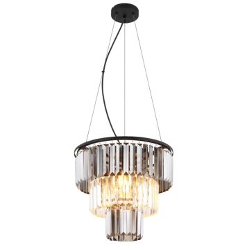 PENDELLAMPA GLOBO NAXIS E27 SVART/RÖKFÄRGAD