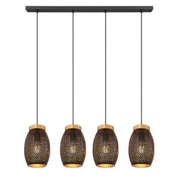 PENDELLAMPA GLOBO NARRI E14 4L GULD/SVART