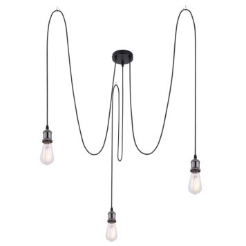 PENDELLAMPA GLOBO OLIVER E27 3L SVART