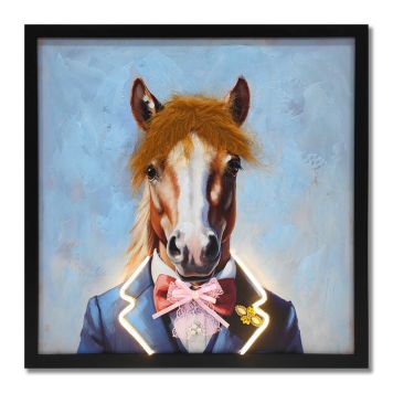 TAVLA GLOBO GEORGE HORSE CANVAS 52X52CM COLORFUL