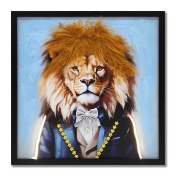 TAVLA GLOBO GEORGE LION CANVAS 52X52CM COLORFUL