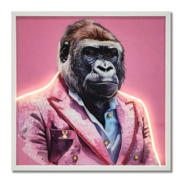 TAVLA GLOBO GEORGE GORILLA CANVAS 62X62CM PINK
