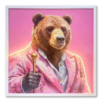 TAVLA GLOBO GEORGE BEAR CANVAS 62X62CM PINK