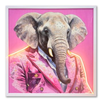 TAVLA GLOBO GEORGE ELEPHANT CANVAS 62X62CM PINK
