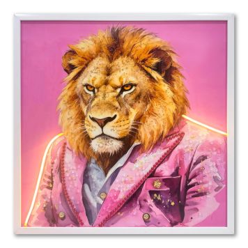 TAVLA GLOBO GEORGE LION CANVAS 62X62CM PINK