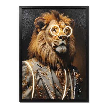 TAVLA GLOBO GEORGE LION CANVAS 52X72CM DARK