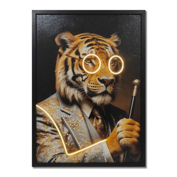 TAVLA GLOBO GEORGE TIGER CANVAS 52X72CM DARK