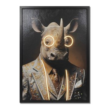 TAVLA GLOBO GEORGE RHINOCEROS CANVAS 52X72CM DARK