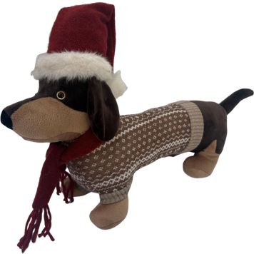 HUND 40CM BRUN/RÖD