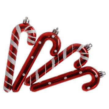 JULGRANSDEKORATION POLKAGRIS 12CM RÖD 4-PACK