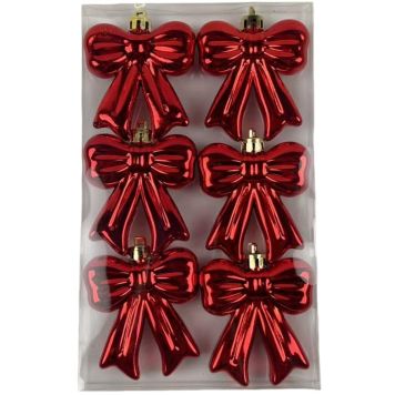 JULGRANSDEKORATION ROSETT 6CM RÖD 6-PACK