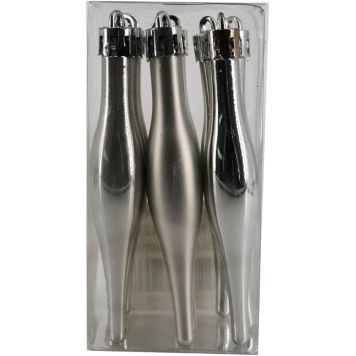 JULGRANSDEKORATION DROPPE 9CM SILVER 9-PACK