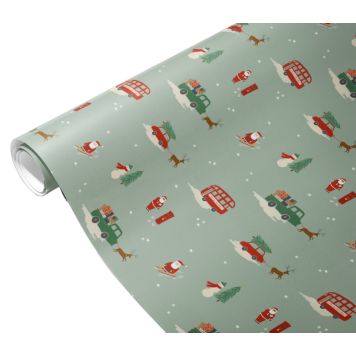 JULPAPPER TOMTENS LEVERANS 4MX70CM GRÖN