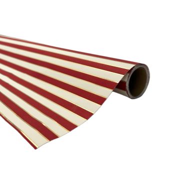 JULPAPPER RANDIG 70CMX2M RÖD/VIT/GULD 