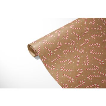 JULPAPPER POLKAGRIS 2MX70CM BRUN/VIT/RÖD