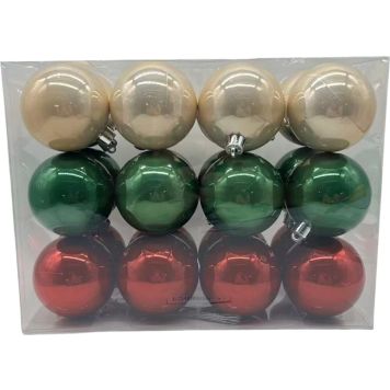 JULGRANSKULOR MIX 6CM CHAMPAGNE/GRÖN/RÖD 24-PACK