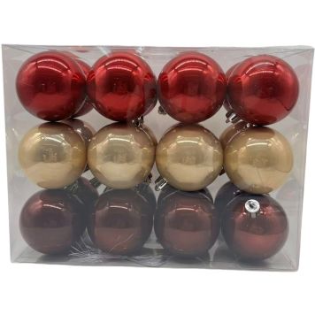 JULGRANSKULOR MIX 6CM RÖD/GULD/MÖRKRÖD 24-PACK
