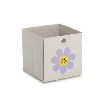 FÖRVARINGSLÅDA ZELLER HAPPY FLOWER 28X28CM BEIGE