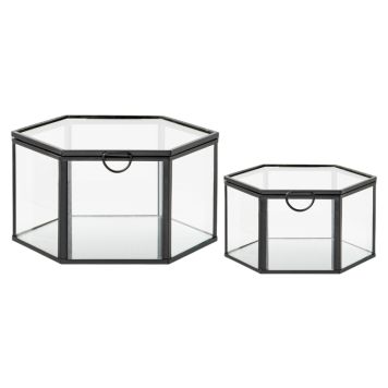 GLASLÅDA HOUSE NORDIC GLAS/METALL SVART 2ST