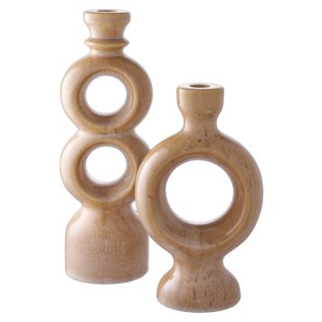 LJUSHÅLLARE HOUSE NORDIC KERAMISK BRUN 13,5X23,5CM