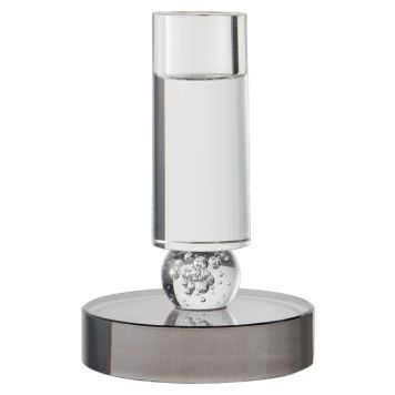LJUSHÅLLARE GLAS GRÅ/VIT Ø9X13CM