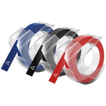 PRÄGLINGSTEJP DYMO 9MMX3M RÖD/BLÅ/SVART