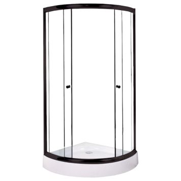 DUSCHKABIN DUSCHY MED LÅGT KAR SVART 90X90CM