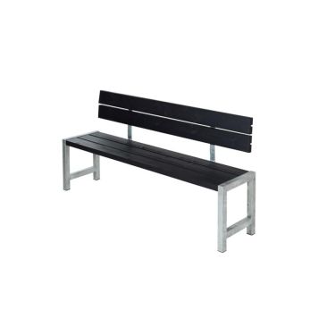 BÄNK PLUS MED RYGGSTÖD 176X81X38CM SVART