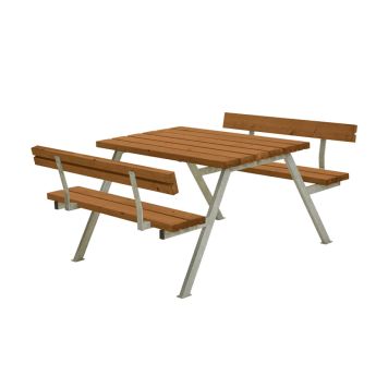 TRÄDGÅRDSMÖBEL PLUS BORD/BÄNKSET ALPHA MED 2 RYGGSTÖD TEAK 118X185X73/45CM