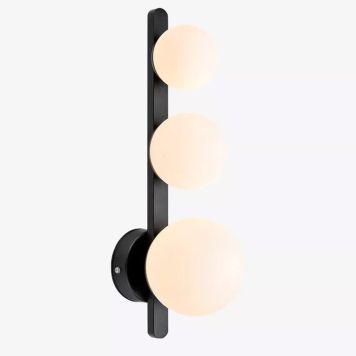 VÄGGLAMPA MARKSLÖJD PURO 3 SVART/OPAL