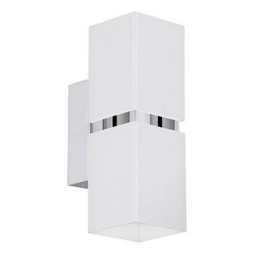 VÄGGLAMPA EGLO PASSA 2L FYRKANTIG VIT/KROM