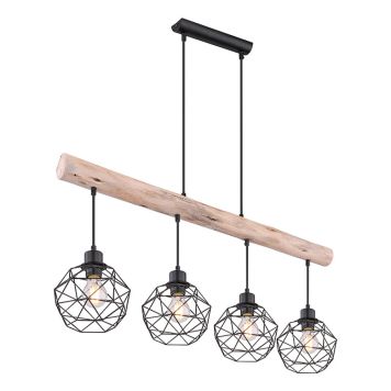 TAKLAMPA GLOBO THEODOR 4 TRÄ/SVART  