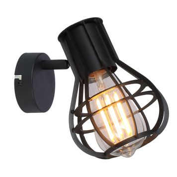 VÄGGLAMPA GLOBO CLASTRA SVART 