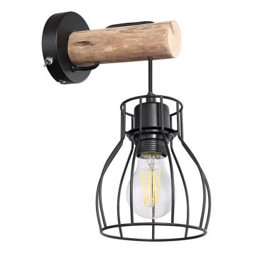 VÄGGLAMPA MINA SVART, M.BRYTARE.EXKL 1XE