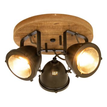 ALASKA TAKSPOT RUND 3L JÄRNGRÅ/TRÄ, 3 X