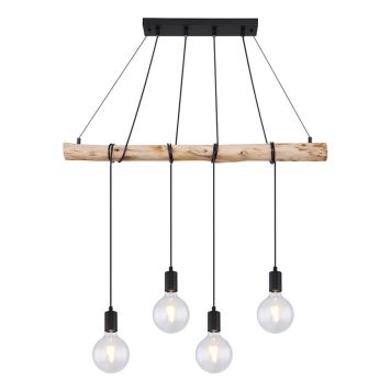 TAKLAMPA GLOBO AUSTON 4 SVART/TRÄ