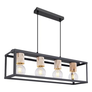 TAKLAMPA GLOBO HAGAR PENDEL SVART/TRÄ