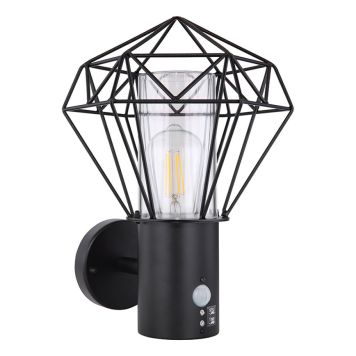 VÄGGLAMPA GLOBO HORACE SENSOR SVART 23CM