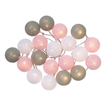 LJUSSLINGA BOLLAR 20LAMPOR ROSA/GRÅ/VIT