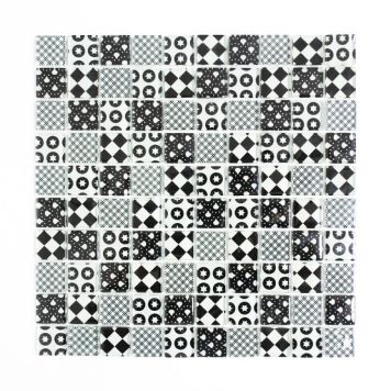 MOSAIK WELSCHEIT SQUARE CRYSTAL OPTIC SVART 32X32CM PRIS PER ARK