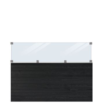 VINDSKYDD PLUS PLANK MED GLAS 174X125CM SVART