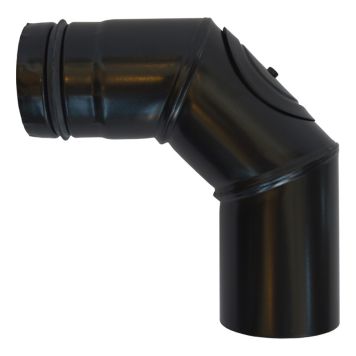 EMALJBÖJ Ø80MM/90GR SVART MED LUCKA TILL PELLETSKAMINER