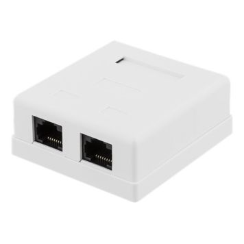 NÄTVERKSUTTAG DELTACO 2 RJ45 CAT6 UTANPÅLIGGANDE 