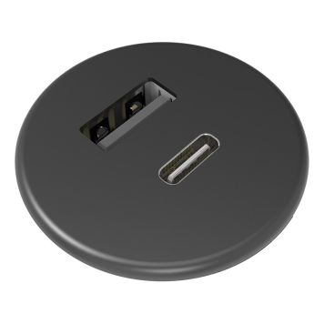 BORDSENHET AXESSLINE POWERDOT MICRO USB-A/USB-C SVART  
