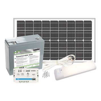 SOLPANELSPAKET SUNWIND UTHUS 30AH 30W  